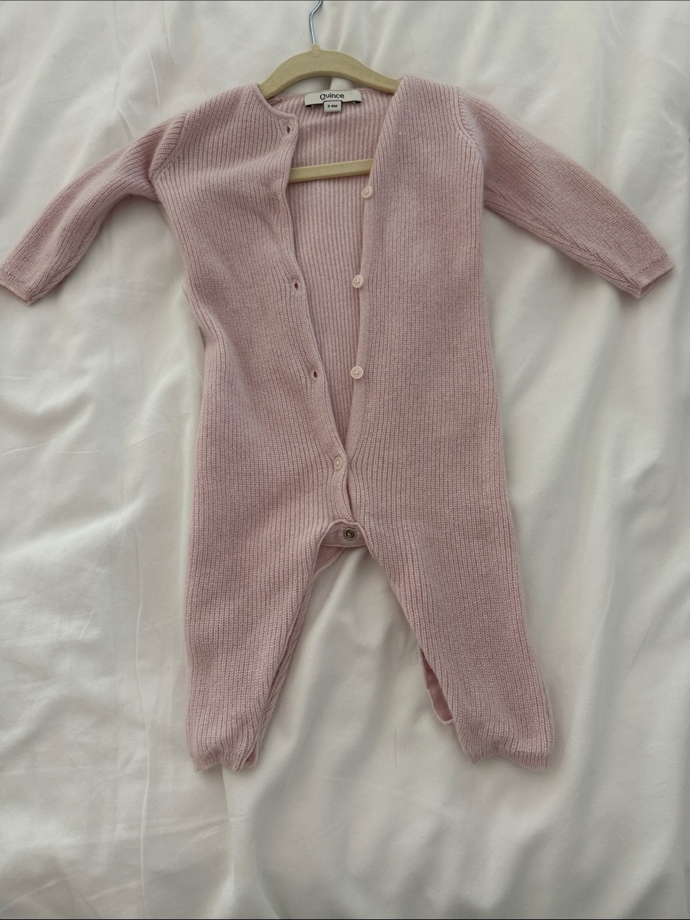 Quince Soft Pink Knit Footed One-Piece